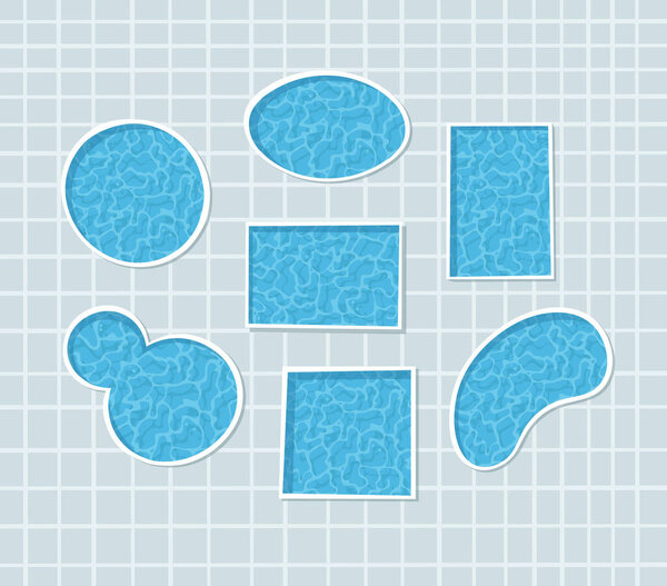 Ручной рисунок летом роскошный бассейн. Фактический тропический векторный фон. Художественная мультипликационная текстура воды. Творчество Creative Relax Vibes
