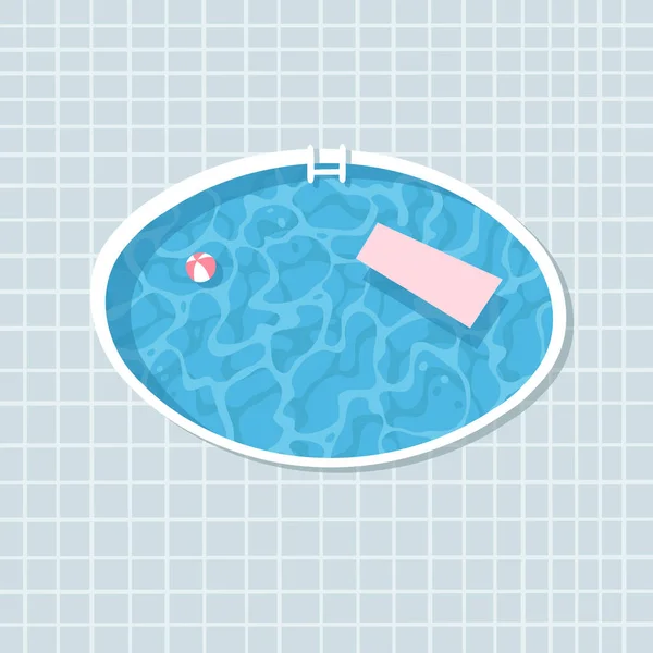 Piscina Lujo Ilustración Verano Dibujada Mano Fondo Vectorial Tropical Real — Vector de stock