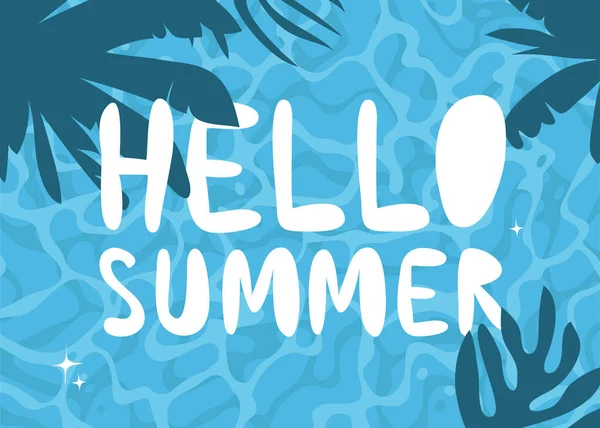 Handgezeichnete Sommer Illustration Luxus Pool Und Text Über Den Sommer — Stockvektor