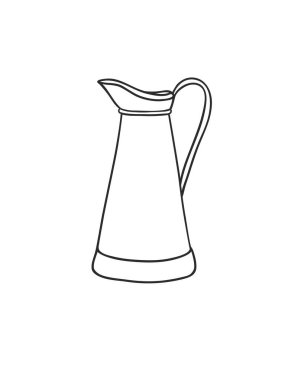 El çizimi iç mekan beyaz arka plan. Vektör Cozy Line Illustration. Yaratıcı sanat eserleri. Çizim tabakları