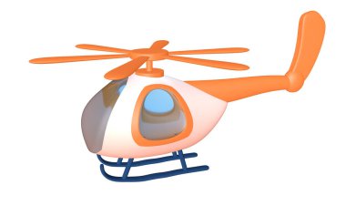 Çizgi film helikopteri 3D illüstrasyon, 3D canlandırma