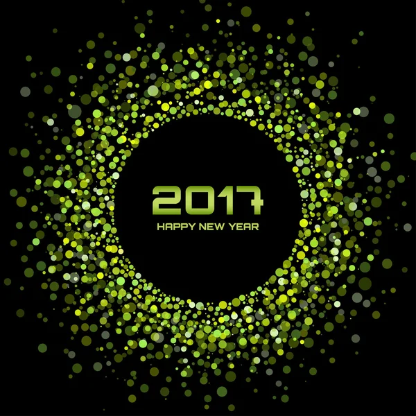 Verde brillante confeti círculo marco Año Nuevo 2017 fondo . — Vector de stock