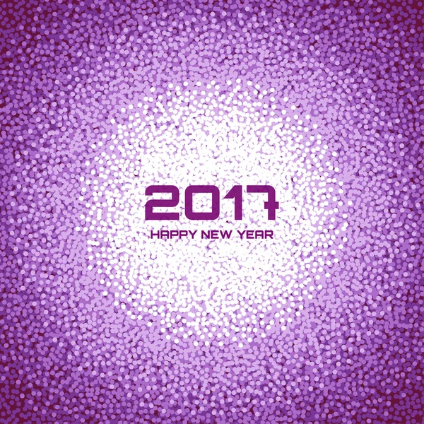 紫色白い新年 2017年雪フレークの背景。クリスマス サークル ドット冬雪の結晶パターン背景。サークル新年フレームの図のベクトルの背景. — ストックベクタ
