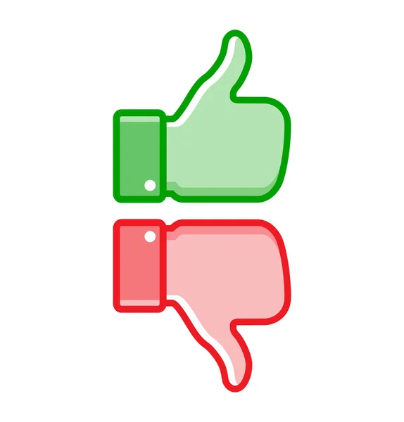 Conjunto de colorido rojo verde pulgar hacia arriba iconos, negocio web pulgar hacia arriba iconos vector ilustración . — Vector de stock