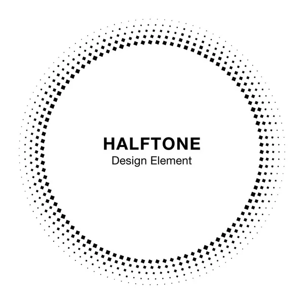 Black Abstract Circle Frame Halftone Dots Logo Design Element for medical treatment, cosmetic. Circle Border Icon halftone square dot vector elements. Halftone circle emblem. Vector illustration — Stock Vector