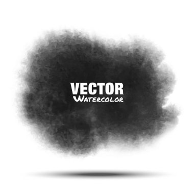 Koyu gri siyah şeffaf suluboya vektör daire leke gerçekçi kağıt suluboya dokulu beyaz arka plan üzerinde izole. Aquarelle gri canlı yer. Hafif yıkama çizim tasarım öğesi bulanıklık.