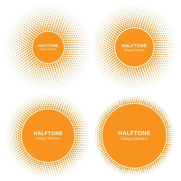 日当たりの良いサークル ハーフトーン ロゴのデザイン要素をセットします。太陽はベクトル アイコンです。健康、治療、医療、化粧品、薬品蜂蜜太陽ロゴ ベクトル図の太陽ハーフトーン エンブレム — ストックベクタ