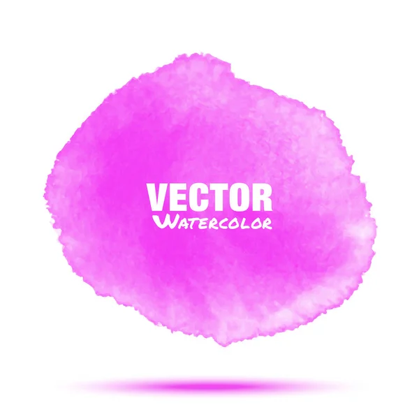 Roxo brilhante - violeta transparente aquarela vetor círculo mancha isolada no fundo branco com textura aquarela papel realista. Aquarelle ponto vibrante. Blur luz lavar desenho elemento de design — Vetor de Stock
