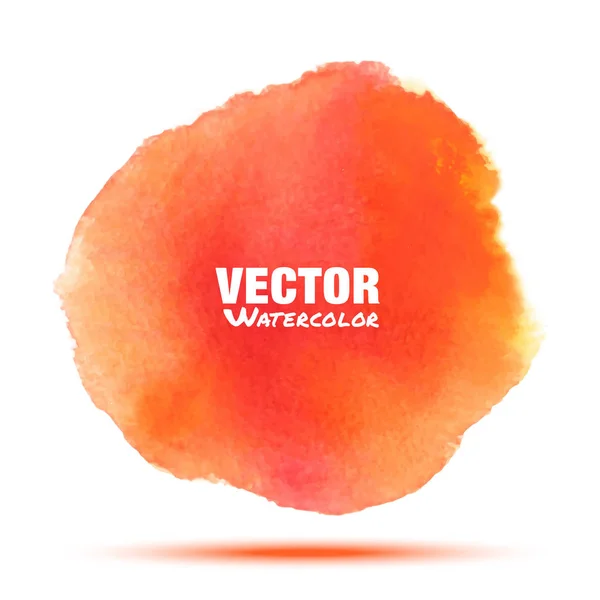 Helder rood - oranje transparante aquarel vector vlek. Levendige aquarel vector plek ontwerpelement geïsoleerd op een witte achtergrond. Vervagen van vlek oranje geel aquarel vectorillustratie — Stockvector