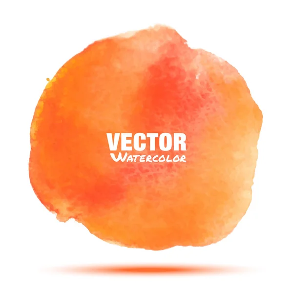 Helder rood - oranje transparant honing aquarel vector cirkel vlek geïsoleerd op een witte achtergrond met realistische papier aquarel textuur. Aquarelle levendige plek. Vervagen van wassen tekening ontwerpelement. — Stockvector