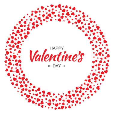 Sevgililer günü tasarım vektör kartı arka plan kırmızı kalpler daire çerçeve