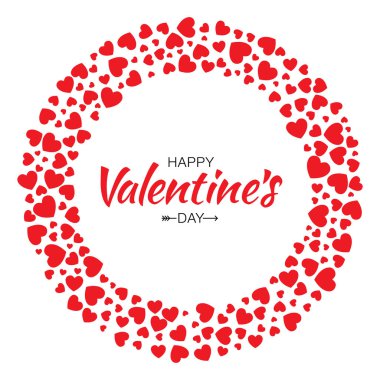 Sevgililer günü tasarım vektör kartı arka plan kırmızı kalpler daire çerçeve