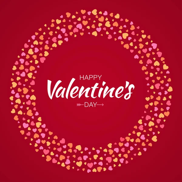 Cadre de cercle de coeurs colorés Valentines Day Design fond de carte vectorielle . — Image vectorielle