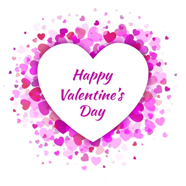 Vector hart met licht roze harten Valentines Day Card achtergrond. — Stockvector