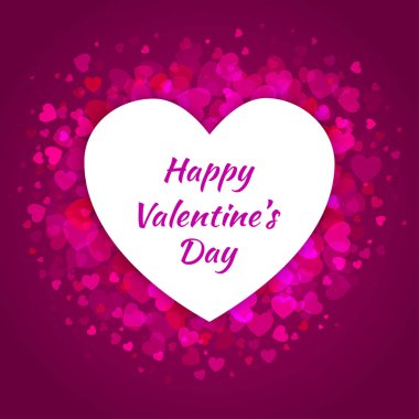 Sevgiliye arka plan tasarımı ile beyaz kalpli çerçeve için soyut parlak mor Menekşe kızdırma yumuşak kalpler. Bir pembe Sevgililer günü kartı düğün davetiye kartı vektör çizim.