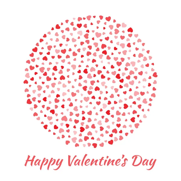 Esfera de círculo elegante vectorial abstracta redonda con pequeños corazones rojos para la tarjeta de San Valentín Diseño de fondo. Tarjeta de invitación de boda. Logo emblema para la atención de la salud, médico, tratamiento . — Archivo Imágenes Vectoriales