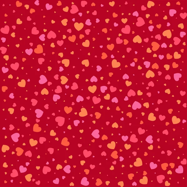 Vector Valentines day seamless pattern with colorful light small  hearts isolated on red background for textile, cloth, fabric. Design backdrop for Wedding Invitation Card. Vector illustration EPS10 — Stock Vector