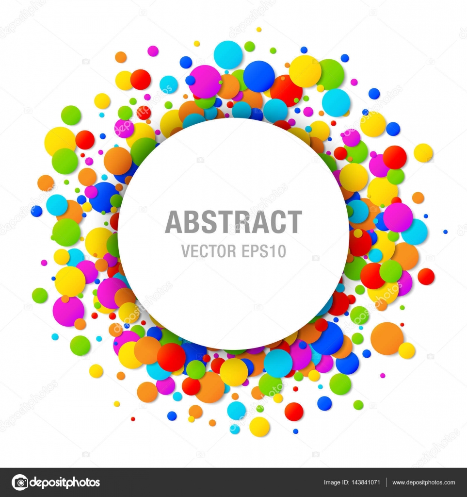 Vector Colorful Bright Rainbow Colors Circle Confetti Round Papers