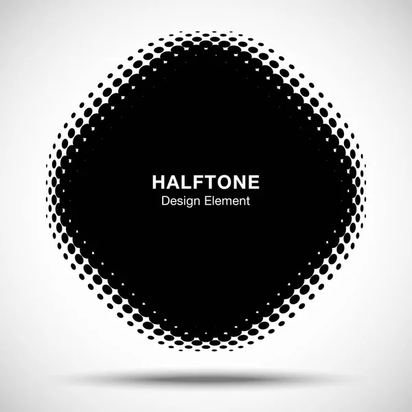 凸黒抽象的なベクトル歪んだ角の丸みを帯びた正方形のフレーム ハーフトーン ドット ロゴ エンブレム デザイン要素新しい技術パターン背景. — ストックベクタ