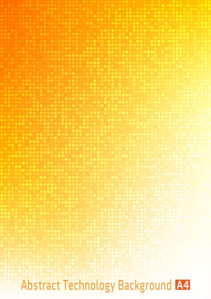 Abstract colorful vector technology circle pixel digital gradient background with red, orange, yellow colors, business bright pattern backdrop with round pixels in A4 paper size. — Stock Vector