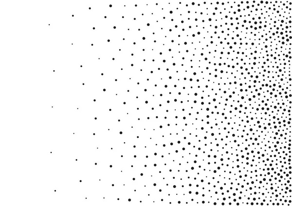 Gradiente abstracto medio tono fondo puntos aleatorios. A4 tamaño de papel, ilustración vectorial, bw telón de fondo utilizando puntos de círculo de medio tono patrón de trama textura . — Vector de stock