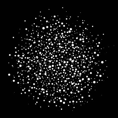 Vektör yarı ton soyut küre çevreler, vektör tasarım öğesi spot siyah zemin üzerine beyaz rastgele nokta.