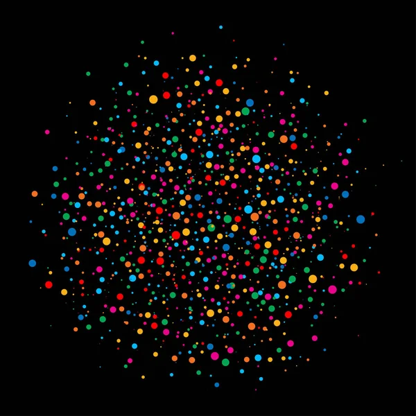Světlé barevné duhové barvy kruh papírové konfety kol izolované na černém pozadí. Narozenin šablony a Holiday designový prvek. Karta pozadí světlé nový rok 2018. — Stockový vektor