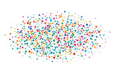 Renkli parlak gökkuşağı renkleri oval bulut konfeti yuvarlak beyaz arka plan üzerinde izole kağıtları. Doğum günü şablonu ve tatil tasarım öğesi. Parlak yeni yıl 2018 kartı arka plan.