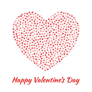 Aşk kalp siluet nazik uçan kırmızı kalpler beyaz arka plan üzerinde izole dan. Sevgililer günü kartı tasarım. Vektör çizim Eps10