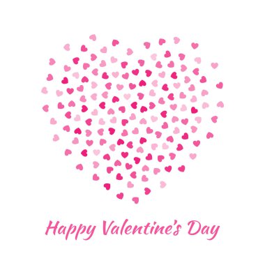 Aşk kalp siluet nazik uçan pembe kalpler beyaz arka plan üzerinde izole dan. Sevgililer günü kartı tasarım. Vektör çizim Eps10