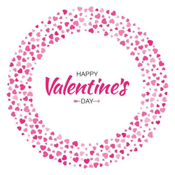 Ημέρα του Αγίου Βαλεντίνου σχεδιασμού κάρτα. Αγάπη κύκλος καρέ από μοτίβο απαλό ροζ καρδιές που απομονώνονται σε λευκό φόντο. Σκηνικό περίγραμμα για προσκλητήριο γάμου. Εικονογράφηση διάνυσμα Eps10. — Διανυσματικό Αρχείο