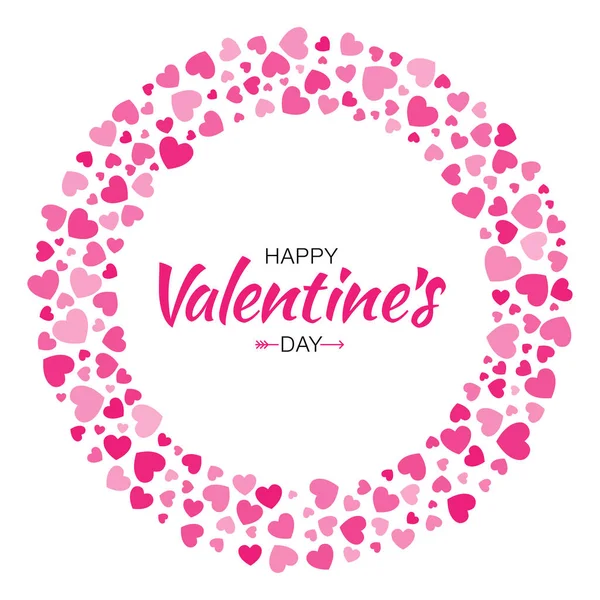 Sevgililer günü kartı tasarım. Daire kareden beyaz arka plan üzerinde izole desen nazik pembe kalpler seviyorum. Düğün davetiye kartı için zemin sınır. Vektör çizim Eps10.