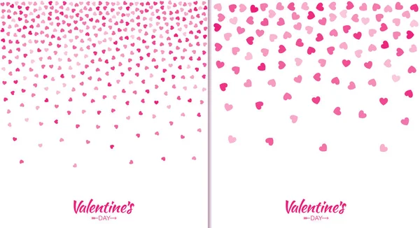 Set Valentinstag Karte Farbverlauf rosa Herzen Muster Textur isoliert auf weißem Hintergrund. Kollektion von Designkulissen für Hochzeitseinladungskarten. Vektorabbildung EPS10 — Stockvektor