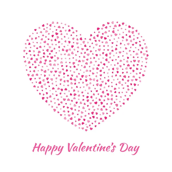 Love heart silhouette from gentle flying pink hearts isolated on white background. Valentines Day card design.  Vector illustration EPS10 — Stock Vector