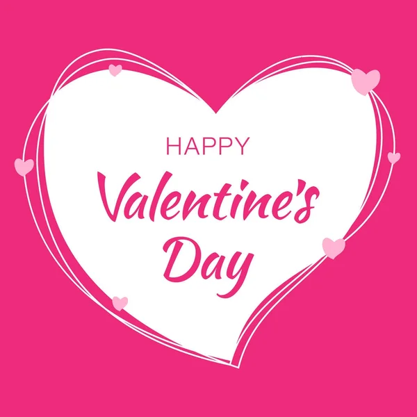 Ημέρα του Αγίου Βαλεντίνου σχεδιασμού κάρτα. Καρδιά ροζ σιλουέτα από τις γραμμές σκαριφήματος και το χέρι συντάσσονται γράμματα που απομονώνονται σε λευκό φόντο με ροζ καρδιές. Ημέρα του Αγίου Βαλεντίνου Eps10. Γάμος αγάπη διανυσματικά εικονογράφηση. — Διανυσματικό Αρχείο