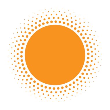 Güneş simgesi. Noktalı resim turuncu daire degrade doku daireler logo tasarım öğesi ile. Vektör çizim 