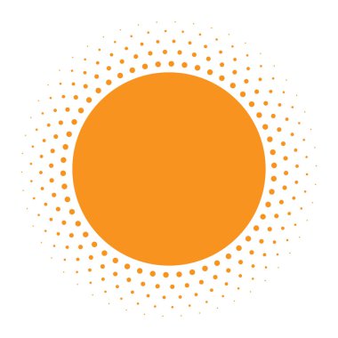 Güneş simgesi. Noktalı resim turuncu daire degrade doku daireler logo tasarım öğesi ile. Vektör çizim 