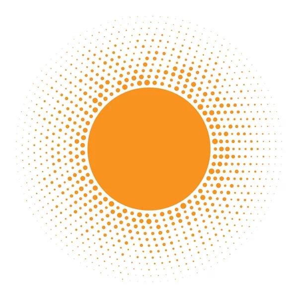 Güneş simgesi. Rasgele daire doku logo tasarım öğesi ile noktalı resim turuncu daire. Vektör çizim 