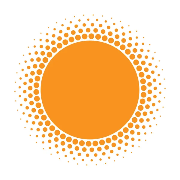 Güneş simgesi. Noktalı resim turuncu daire degrade doku daireler logo tasarım öğesi ile. Vektör çizim 