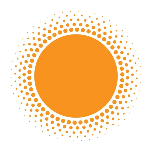 Güneş simgesi. Noktalı resim turuncu daire degrade doku daireler logo tasarım öğesi ile. Vektör çizim 