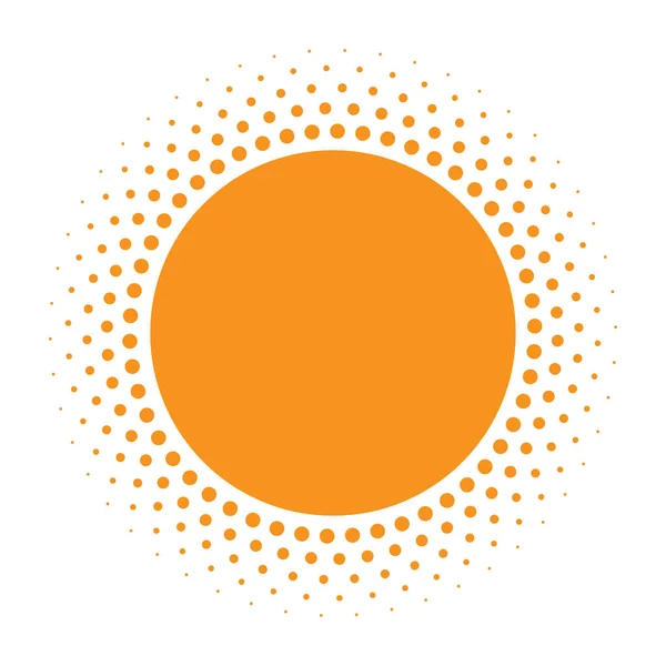 Icono del sol. Círculo naranja de medio tono con elemento de diseño de círculos de textura de gradiente. Ilustración vectorial — Vector de stock