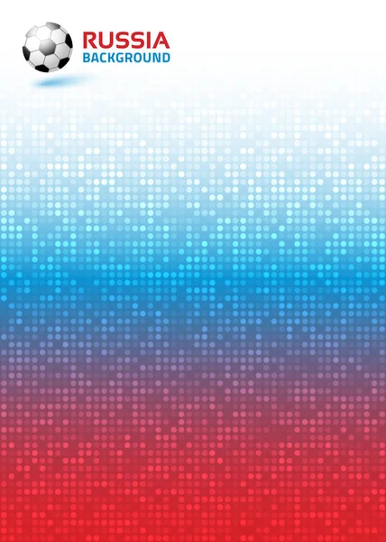 Gradiente pixel digital rojo azul fondo vertical. Rusia 2018 colores de la bandera. Icono de pelota de fútbol. Ilustración vectorial . — Vector de stock