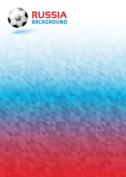 Fondo vertical abstracto brillante geométrico usando colores de bandera de Rusia 2018. Icono de pelota de fútbol. Ilustración vectorial . — Vector de stock