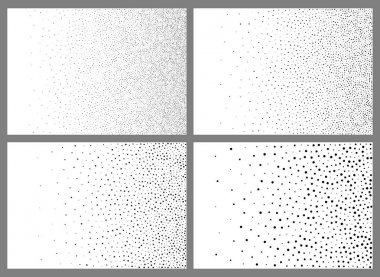 Soyut degrade yarı ton nokta arka planlar kümesi. A4 kağıt boyutunda, vektör çizim.