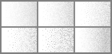 Yarı ton soyut degrade rasgele arka planlar nokta. A4 kağıt boyutunda. Vektör çizim. Noktalı Resim Daire noktalar raster desen doku kullanarak siyah beyaz zemin.