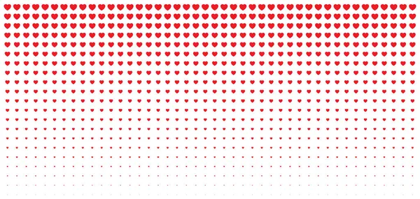 Halftone Red Hearts Gradient Background. Valentines Day Design Illustration Card. Wedding Invitation Card backdrop. Design element of background for medical, health, treatment. Vector illustration. — Stock Vector