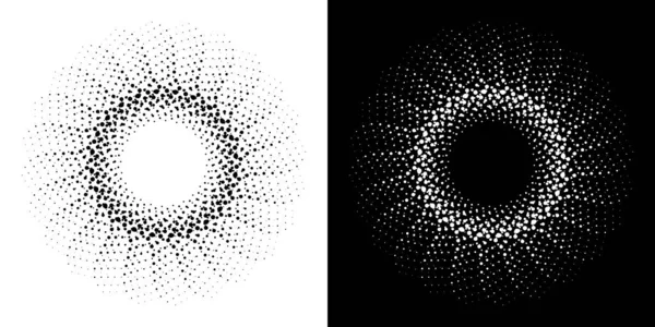 Conjunto de marcos punteados circulares de medio tono. Puntos de círculo aislados en el fondo blanco. Elemento de diseño de logotipo para médicos, tratamiento, cosméticos. Borde redondo usando textura de puntos de círculo de medio tono. Vector — Vector de stock