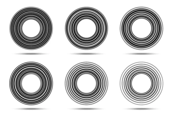 Cirkelvormige gestreepte lijn frame set. Cirkellijnen geïsoleerd op de witte achtergrond. Logo ontwerp element. Ronde rand met strepen textuur. vectorembleem. — Stockvector