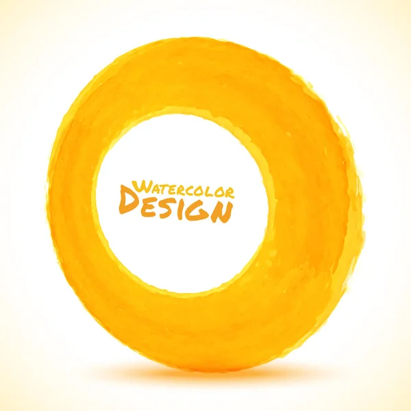 Handgezeichneter Aquarell-gelber Kreisrahmen in der Perspektive. Vector Logo Design-Element für Ihr Unternehmen. — Stockvektor