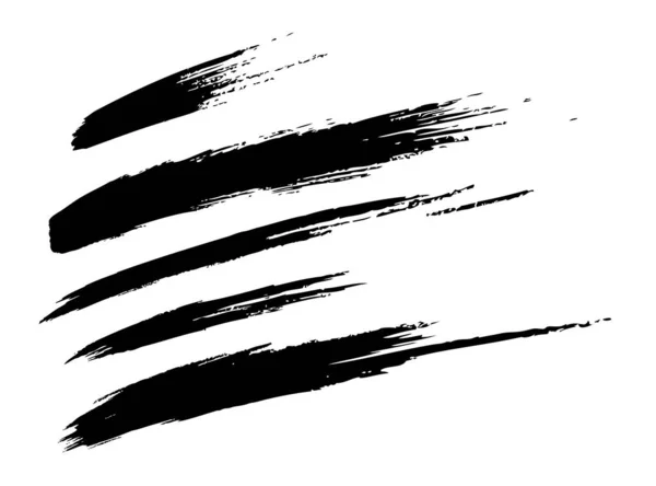 Set von handgezeichneten Grunge schrägen Pinselstrichen. Fliegende Schmierereien. Schwarze Aquarelllinien. Scribble skizziert Banner. Vektorillustration — Stockvektor